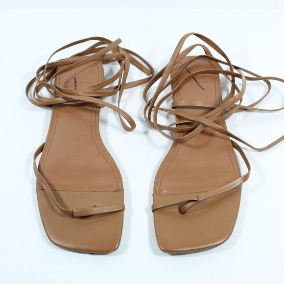 Marc Fisher Mireya Ankle Wrap Flat Sandal - Tan 8M - Picture 2 of 4